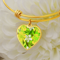 heart template-golden daisies green Golden Daisies : Heart charm Bracelet, Gold or Silver Plated - In luxury packaging - Free standard shipping