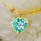 heart template-golden daisies Turquoise Golden Daisies : Heart charm Bracelet, Gold or Silver Plated - In luxury packaging - Free standard shipping