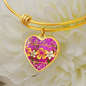 heart template-golden daisies magenta Golden Daisies : Heart charm Bracelet, Gold or Silver Plated - In luxury packaging - Free standard shipping
