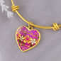 heart template-golden daisies magenta Golden Daisies : Heart charm Bracelet, Gold or Silver Plated - In luxury packaging - Free standard shipping