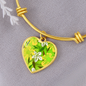 heart template-golden daisies green Golden Daisies : Heart charm Bracelet, Gold or Silver Plated - In luxury packaging - Free standard shipping
