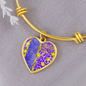 heart template-golden daisies purple Golden Daisies : Heart charm Bracelet, Gold or Silver Plated - In luxury packaging - Free standard shipping