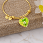 heart template-golden daisies green Golden Daisies : Heart charm Bracelet, Gold or Silver Plated - In luxury packaging - Free standard shipping