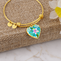 heart template-golden daisies Turquoise Golden Daisies : Heart charm Bracelet, Gold or Silver Plated - In luxury packaging - Free standard shipping