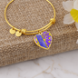 heart template-golden daisies purple Golden Daisies : Heart charm Bracelet, Gold or Silver Plated - In luxury packaging - Free standard shipping
