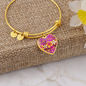 heart template-golden daisies magenta Golden Daisies : Heart charm Bracelet, Gold or Silver Plated - In luxury packaging - Free standard shipping
