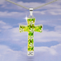 cross-golden daisies green Golden Daisies : Jewelry Cross Gold or Silver Plated Cross with chain necklace- In luxury packaging - Free standard shipping