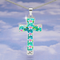 cross-golden daisies turquoise Golden Daisies : Jewelry Cross Gold or Silver Plated Cross with chain necklace- In luxury packaging - Free standard shipping