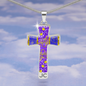 cross-golden daisies purple Golden Daisies : Jewelry Cross Gold or Silver Plated Cross with chain necklace- In luxury packaging - Free standard shipping