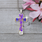 cross-golden daisies purple Golden Daisies : Jewelry Cross Gold or Silver Plated Cross with chain necklace- In luxury packaging - Free standard shipping