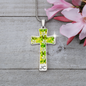 cross-golden daisies green Golden Daisies : Jewelry Cross Gold or Silver Plated Cross with chain necklace- In luxury packaging - Free standard shipping