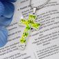 cross-golden daisies green Golden Daisies : Jewelry Cross Gold or Silver Plated Cross with chain necklace- In luxury packaging - Free standard shipping