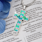 cross-golden daisies turquoise Golden Daisies : Jewelry Cross Gold or Silver Plated Cross with chain necklace- In luxury packaging - Free standard shipping