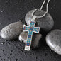 Byzantium Garden: Blue pattern Jewelry Cross Gold or Silver Plated Cross with chain necklace- In luxury packaging - Free standard shipping