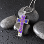 cross-golden daisies purple Golden Daisies : Jewelry Cross Gold or Silver Plated Cross with chain necklace- In luxury packaging - Free standard shipping