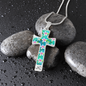 cross-golden daisies turquoise Golden Daisies : Jewelry Cross Gold or Silver Plated Cross with chain necklace- In luxury packaging - Free standard shipping
