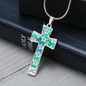 cross-golden daisies turquoise Golden Daisies : Jewelry Cross Gold or Silver Plated Cross with chain necklace- In luxury packaging - Free standard shipping