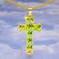 cross-golden daisies green Golden Daisies : Jewelry Cross Gold or Silver Plated Cross with chain necklace- In luxury packaging - Free standard shipping