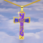 cross-golden daisies purple Golden Daisies : Jewelry Cross Gold or Silver Plated Cross with chain necklace- In luxury packaging - Free standard shipping