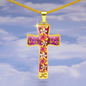 cross-golden daisies magenta Golden Daisies : Jewelry Cross Gold or Silver Plated Cross with chain necklace- In luxury packaging - Free standard shipping