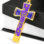 cross-golden daisies purple Golden Daisies : Jewelry Cross Gold or Silver Plated Cross with chain necklace- In luxury packaging - Free standard shipping