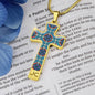 Byzantium Garden: Blue pattern Jewelry Cross Gold or Silver Plated Cross with chain necklace- In luxury packaging - Free standard shipping