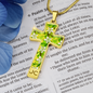 cross-golden daisies green Golden Daisies : Jewelry Cross Gold or Silver Plated Cross with chain necklace- In luxury packaging - Free standard shipping