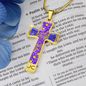 cross-golden daisies purple Golden Daisies : Jewelry Cross Gold or Silver Plated Cross with chain necklace- In luxury packaging - Free standard shipping