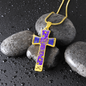 cross-golden daisies purple Golden Daisies : Jewelry Cross Gold or Silver Plated Cross with chain necklace- In luxury packaging - Free standard shipping