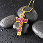 cross-golden daisies magenta Golden Daisies : Jewelry Cross Gold or Silver Plated Cross with chain necklace- In luxury packaging - Free standard shipping