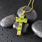 cross-golden daisies green Golden Daisies : Jewelry Cross Gold or Silver Plated Cross with chain necklace- In luxury packaging - Free standard shipping