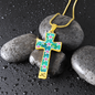 cross-golden daisies turquoise Golden Daisies : Jewelry Cross Gold or Silver Plated Cross with chain necklace- In luxury packaging - Free standard shipping