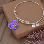 round template - golden daisies Purple Golden Daisies : Round Charm Bracelet, Gold or Silver Plated - In luxury packaging - Free standard shipping