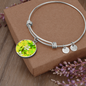 round template - golden daisiesGreen Golden Daisies : Round Charm Bracelet, Gold or Silver Plated - In luxury packaging - Free standard shipping