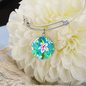 round template - golden daisiesTurquoise Golden Daisies : Round Charm Bracelet, Gold or Silver Plated - In luxury packaging - Free standard shipping