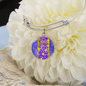 round template - golden daisies Purple Golden Daisies : Round Charm Bracelet, Gold or Silver Plated - In luxury packaging - Free standard shipping