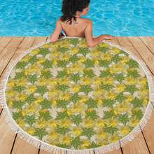 Load image into Gallery viewer, Health Angel - Leaves pattern : Round picnic or beach  Mat - 150cm x 150cm - 59&#39;&#39; x 59&#39;&#39; -  Free standard shipping
