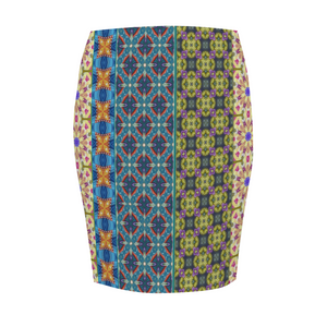 Byzantium Garden: Women All Over Print Elasticated short Waist Pencil Skirt -  Up to 2XL - Free standard shipping