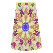 Load image into Gallery viewer, Byzantium Garden: Golden sun eddition A-line Midi Skirt - Polyester stretch fabric - Free standard shipping
