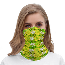 Load image into Gallery viewer, Golden Daisies Green Pattern : Bandana -Face cover,  Multi-Function Headband for Adults - 50cm x 25cm / 19.6&#39;&#39; x 9.8&#39;&#39; - Free standard shipping
