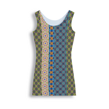 Load image into Gallery viewer, Byzantium Garden - Straight lines : Tank Mini stretchy Dress - Polyester - Free standard shipping
