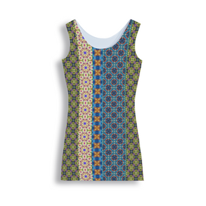 Byzantium Garden - Straight lines : Tank Mini stretchy Dress - Polyester - Free standard shipping