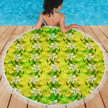 Load image into Gallery viewer, Golden Daisies Green pattern : Round picnic or beach  Mat - 150cm x 150cm - 59&#39;&#39; x 59&#39;&#39; -  Free standard shipping
