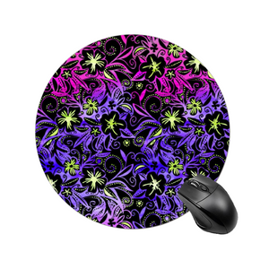 Glowing Flowers : Round Mouse Pad, Non-Slip Base for Computer -  7.9"X7.9" - 20cm x 20cm  - Free standard shipping