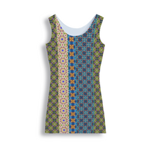 Load image into Gallery viewer, Byzantium Garden - Straight lines : Tank Mini stretchy Dress - Polyester - Free standard shipping
