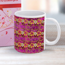 Load image into Gallery viewer, Golden Daisies magenta pattern : Classic mug - 11oz: 3.8” h x 3.2” diameter -  Free standard shipping
