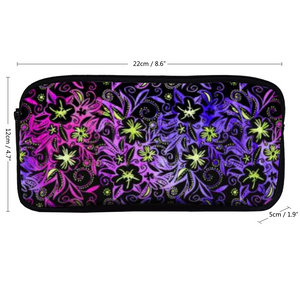 Glowing Flowers : Pencil Case - 22cm x 12cm x 5cm - 8.7" x 4.7" x 2"- holds up to 60 pencils - Free standard shipping