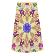 Load image into Gallery viewer, Byzantium Garden: Golden sun eddition A-line Midi Skirt - Polyester stretch fabric - Free standard shipping
