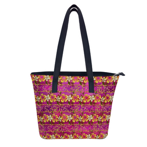 Golden Daisies Magenta pattern : Trendy Handbag - 29cm x 34cm x 14cm (11.4" x 13.4" x 5.5") - Artificial Leather - Free standard shipping