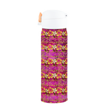 Load image into Gallery viewer, Golden Daisies magenta pattern : Thermal Bottle - 17oz Portable Thermal Bottle with Flip Cap Stainless Steel Bottle - 23cm x 6.6cm (9&quot; x 2.6&quot;)  - Free standard shipping
